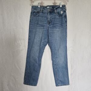 Old Navy Women Size 12 High Rise Power Slim Straight Jean Medium Wash 90s Indie